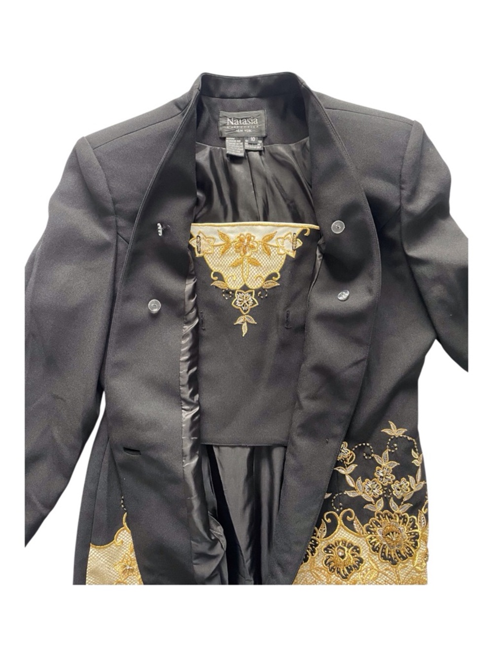 Natasia Collection New York Women's Black Emroidery Blazer, 10 - Picture 5 of 6